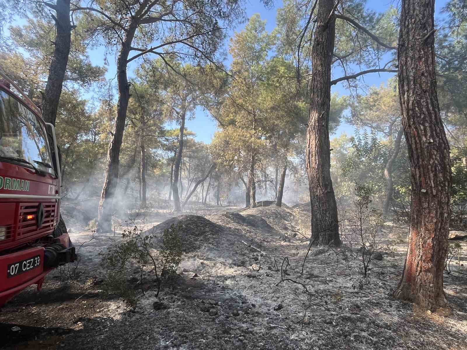 ANTALYA'NIN KEPEZ İLÇESİNDE ÇIKAN ORMAN YANGINI, HAVADAN VE KARADAN MÜDAHALEYLE KONTROL ALTINA ALINDI. EKİPLERİN BÖLGEDE SOĞUTMA ÇALIŞMASI SÜRÜYOR.