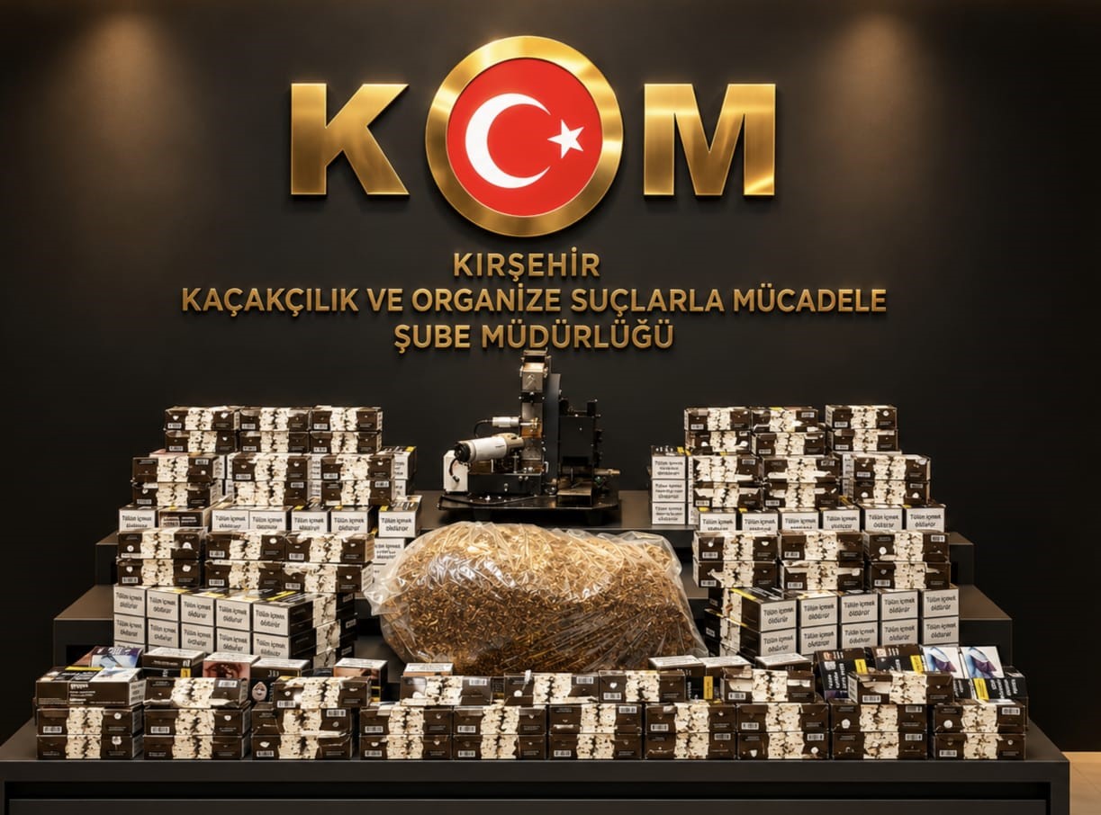 KIRŞEHİR’DE DÜZENLENEN OPERASYONDA 23 BİN DOLDURULMUŞ, 22 BİN 200 BOŞ MAKARON İLE 20 KİLOGRAM KIYILMIŞ TÜTÜN ELE GEÇİRİLDİ.
