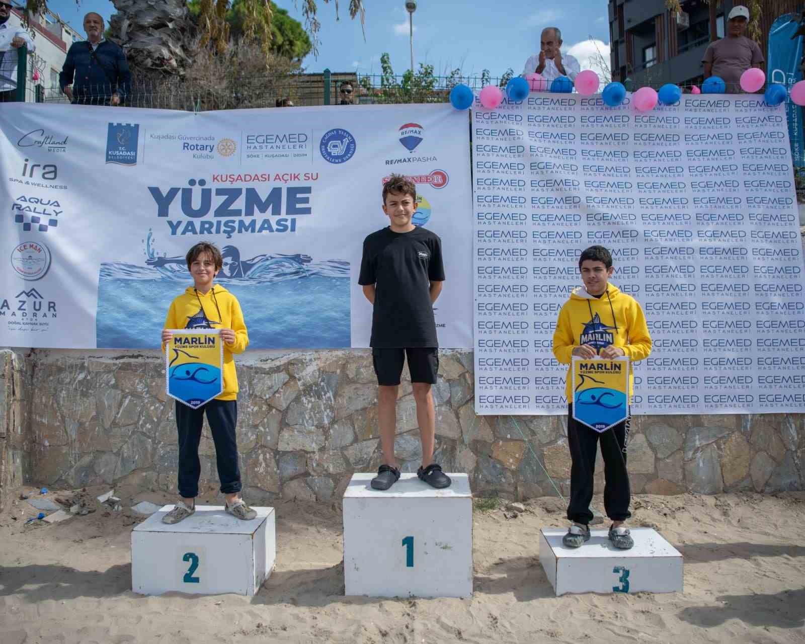 KADINLAR DENİZİ PLAJI’NDA DÜZENLENEN KUŞADASI AÇIK SU YÜZME YARIŞMASI’NDA 200’Ü AŞKIN PROFESYONEL VE AMATÖR YÜZÜCÜ, KIZ ÖĞRENCİLERİN EĞİTİMİNE DESTEK OLMAK İÇİN KULAÇ ATTI.