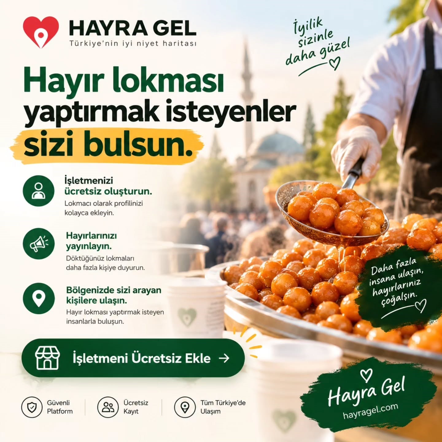 GÜNLÜK SOSYAL HAYATIMIZDA YAŞADIĞIMIZ ŞEHİRLERDE YAPILAN HAYIRLARIN TEK BİR ÇATI ALTINDA TOPLANDIĞI "HAYRA GEL" İSİMLİ PLATFORM YAYIN HAYATINA BAŞLADI.