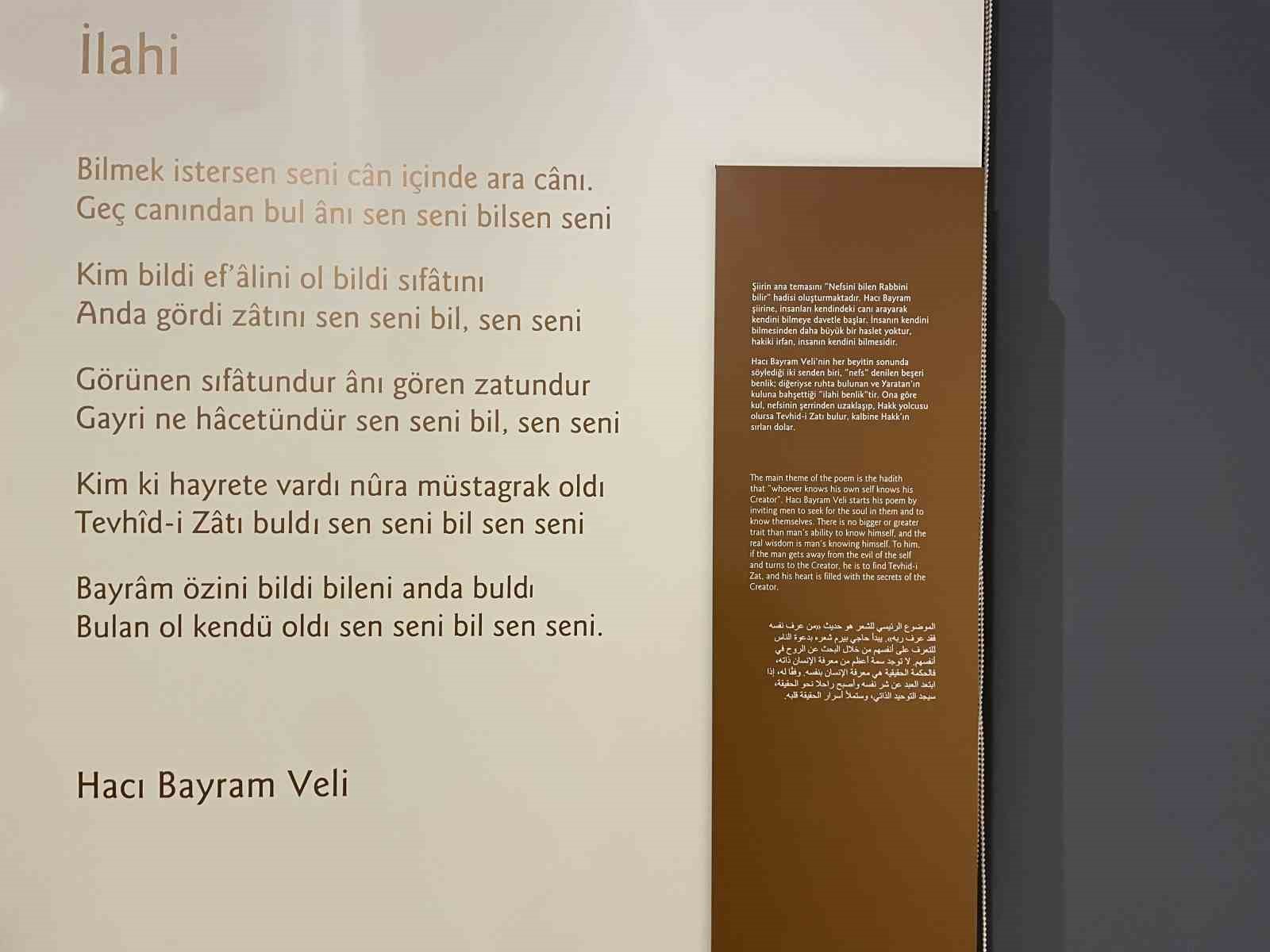 ANKARA’NIN ALTINDAĞ İLÇESİNDE BULUNAN HACI BAYRAM VELİ MÜZESİ, 60’IN ÜZERİNDE ESERLE ESKİ ANKARA’NIN YAŞAMINI VE HACI BAYRAM VELİ HAZRETLERİ’NİN İZLERİNİ YAŞATIYOR.