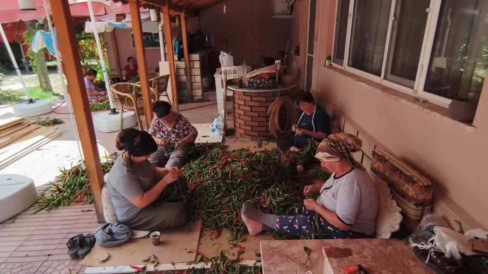 BİBERLERİ İPE DİZEN EV HANIMLARI
