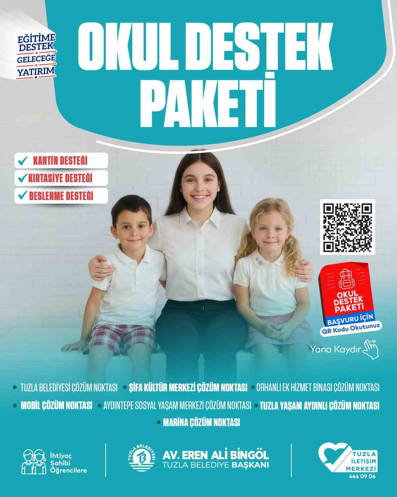 TUZLA BELEDİYESİ’NİN İHTİYAÇ SAHİBİ ÖĞRENCİLERİN EĞİTİM HAYATINA DESTEK OLMAK AMACIYLA UYGULADIĞI OKUL DESTEK PAKETİ İÇİN YENİ DÖNEM BAŞVURULARI BAŞLADI.