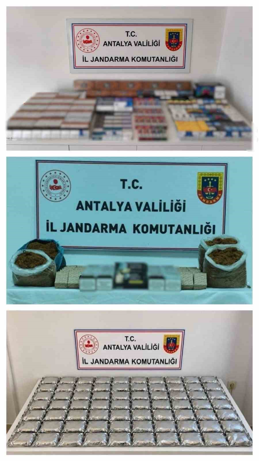 ANTALYA İL JANDARMA KOMUTANLIĞINCA YÜRÜTÜLEN ÇALIŞMALAR KAPSAMINDA ÇOK MİKTARDA KAÇAK TÜTÜN VE TÜTÜN MAMÜLLERİ ELE GEÇİRİLDİ