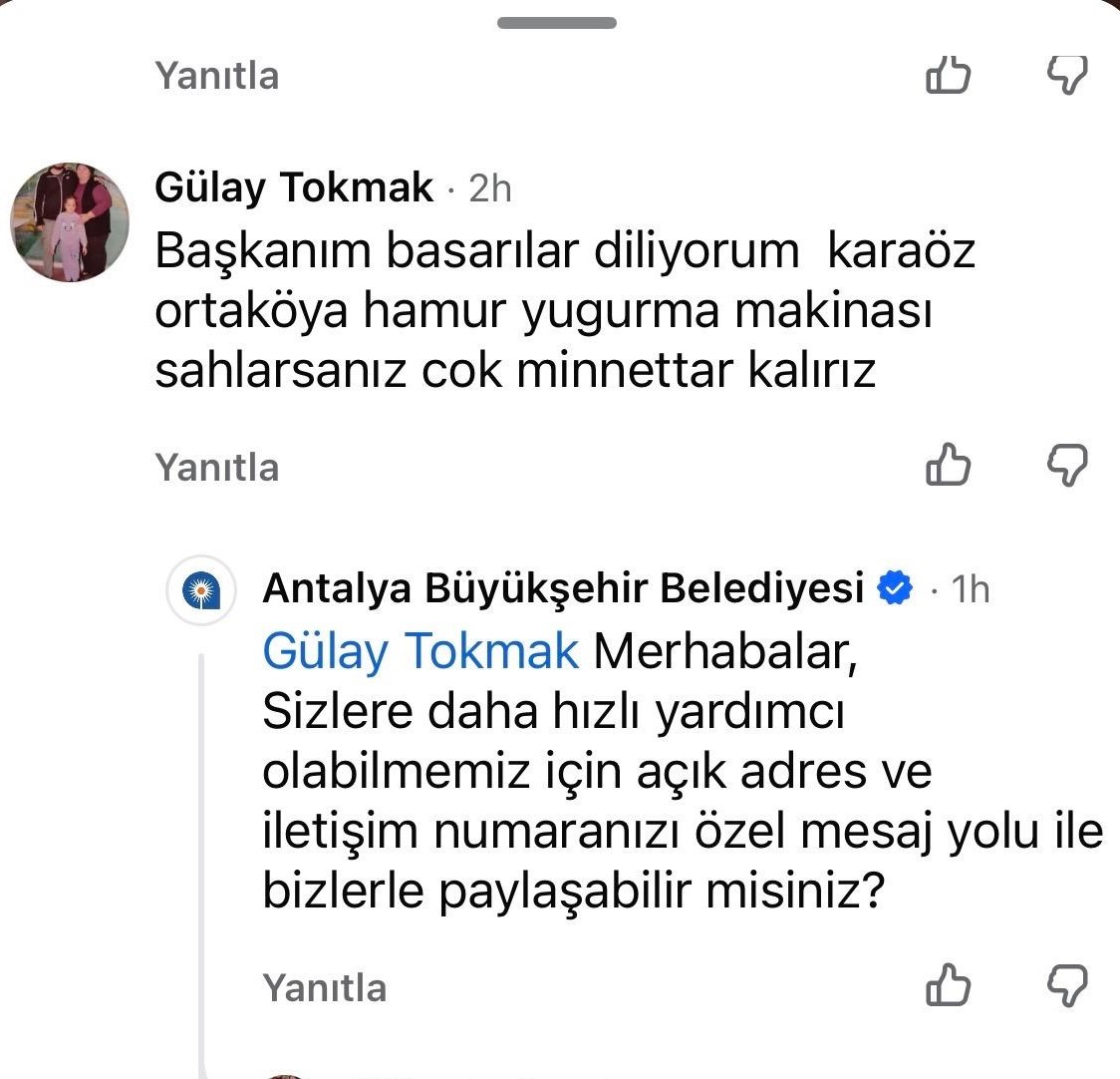 BAŞKAN VEKİLİ BÜŞRA ÖZDEMİR'İN SOSYAL MEDYA PAYLAŞIMLARINDA KADINLARLA BİRLİKTE YUFKA AÇTIĞI PAYLAŞIMI GÖREN AKSU KARAÖZ MAHALLESİ'NDE YAŞAYAN GÜLAY TOKMAK İSİMLİ VATANDAŞ, PAYLAŞIMIN ALTINA YORUM YAZARAK TALEPTE BULUNDU. BAŞKAN VEKİLİ BÜŞRA ÖZDEMİR DE BU TALEBE KAYITSIZ KALMAYARAK KARAÖZ MAHALLESİ'NE HAMUR YOĞURMA MAKİNESİ DESTEĞİ SAĞLADI.