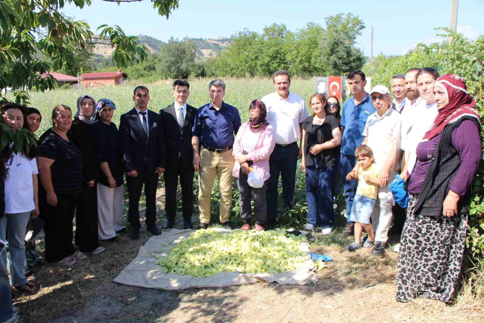 BU YILIN KİRAZ TEŞVİK YARIŞMASI ŞAMPİYONU GÜL VE YUSUF ESER ÇİFTİNİN BAMYA BAHÇELERİNDEKİ HASADA PROTOKOL ÜYELERİ DE KATILDI.