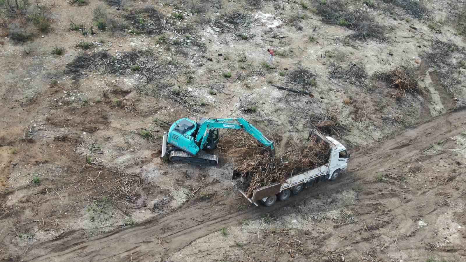 KASTAMONU’NUN ARAÇ İLÇESİNDE GEÇTİĞİMİZ YIL ÇIKAN VE 5 GÜN SÜREN ORMAN YANGININDA ZARAR GÖREN AĞAÇLARIN KESİMİ YAPILDIKTAN SONRA KÖKLERİ İSE, İŞ MAKİNELERİYLE SÖKÜLEREK ORMANLIK ALANDAN ÇIKARTILIYOR.