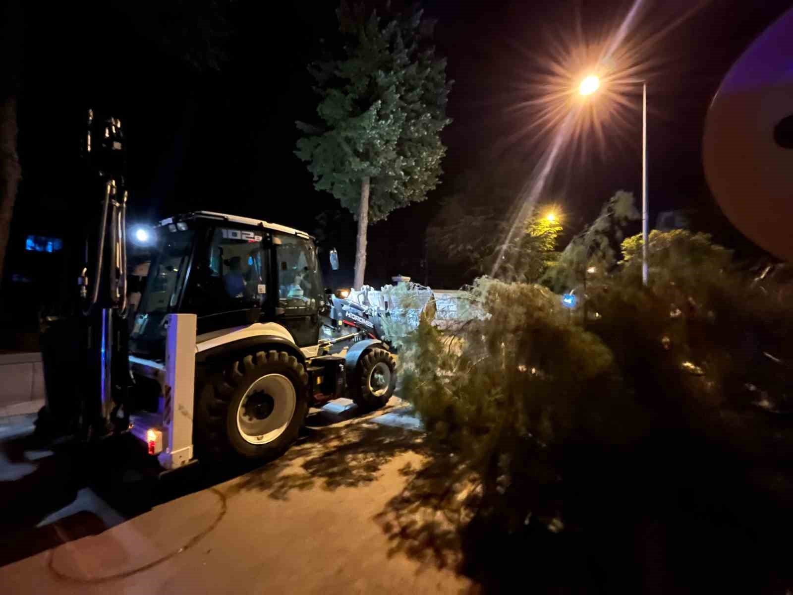 ÇORUM'DA RÜZGARIN ŞİDDETİNE DAYANAMAYAN AĞAÇ YOLA DEVRİLDİ. OLAYDA ŞANS ESERİ YARALANAN OLMAZKEN, PARK HALİNDEKİ BİR ARAÇ HASAR GÖRDÜ.