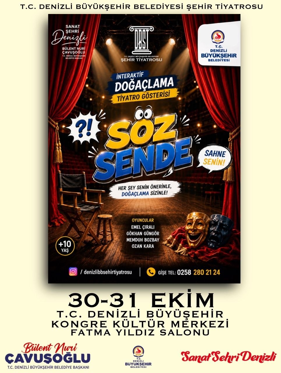 DENİZLİ BÜYÜKŞEHİR BELEDİYESİ ŞEHİR TİYATROSU, 2 EKİM’DE "GEÇ KALANLAR" İLE YENİ SEZONU BAŞLATIYOR. EKİM AYI BOYUNCA DRAMDAN KOMEDİYE, EZBER BOZAN ANLATIMLARDAN İNTERAKTİF DOĞAÇLAMAYA UZANAN 5 FARKLI YAPIM SANATSEVERLERLE BULUŞACAK. TİYATROSEVERLERİN HEYECANLA BEKLEDİĞİ OYUNLAR İÇİN E-BİLETLER ERİŞİME AÇILDI.