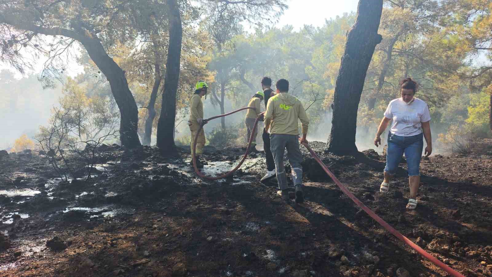 ANTALYA'NIN KEPEZ İLÇESİNDE ÇIKAN ORMAN YANGINI, HAVADAN VE KARADAN MÜDAHALEYLE KONTROL ALTINA ALINDI. EKİPLERİN BÖLGEDE SOĞUTMA ÇALIŞMASI SÜRÜYOR.