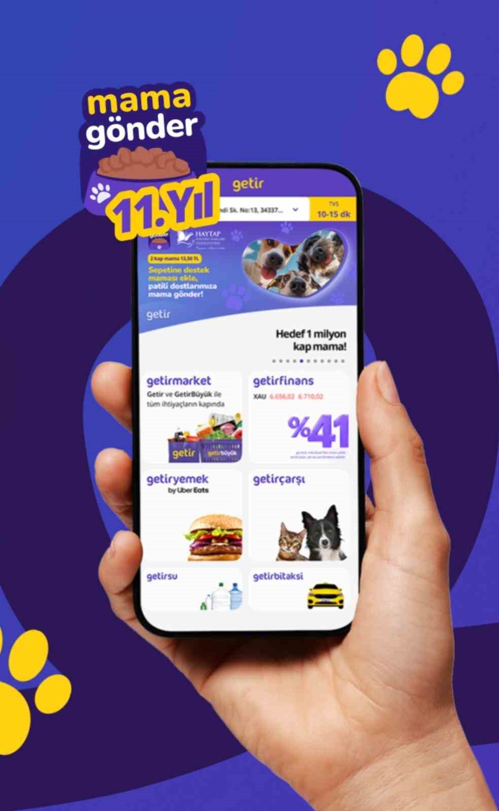 GETİR, 4 EKİM DÜNYA HAYVANLARI KORUMA GÜNÜ KAPSAMINDA 2015 YILINDAN BU YANA SÜRDÜRDÜĞÜ "MAMA GÖNDER" KAMPANYASINDA PATİLİ DOSTLAR İÇİN BU YIL DA 1 MİLYON KAP MAMA DESTEĞİ SAĞLAMAYI HEDEFLİYOR.