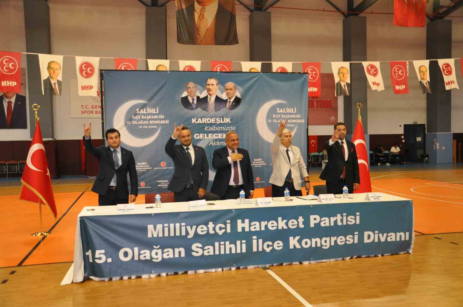 MİLLİYETÇİ HAREKET PARTİSİ (MHP) SALİHLİ İLÇE TEŞKİLATI’NIN 15. OLAĞAN KONGRESİ GERÇEKLEŞTİRİLDİ. TEK LİSTEYLE GİDİLEN KONGREDE SEFA ERGÜN, KULLANILAN OYLARIN TAMAMINI ALARAK MHP SALİHLİ İLÇE BAŞKANI SEÇİLDİ.