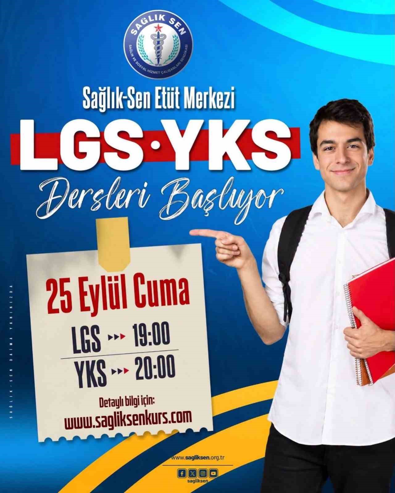 SAĞLIK-SEN ŞIRNAK ŞUBESİ TARAFINDAN ÜYELERİNİN ÇOCUKLARINA ÜCRETSİZ SUNULAN YKS VE LGS HAZIRLIK KURSLARINDA YENİ DÖNEM BAŞLIYOR. 2024 YILINDA HAYATA GEÇİRİLEN ETÜT MERKEZİ PROJESİ KAPSAMINDA 3 YILDA 530 ÖĞRENCİNİN ÜNİVERSİTEYE YERLEŞTİĞİ BELİRTİLİRKEN, 2026-2027 EĞİTİM-ÖĞRETİM YILI KURSLARI 25 EYLÜL’DE ONLİNE CANLI DERSLERLE BAŞLAYACAK.