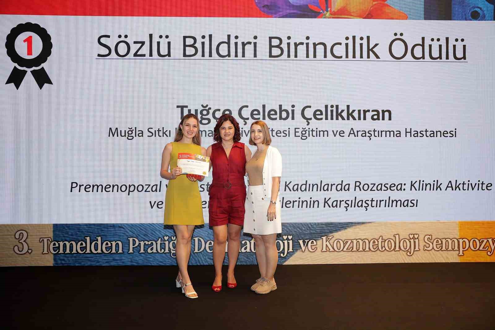MUĞLA SITKI KOÇMAN ÜNİVERSİTESİ DERMATOLOJİ ANABİLİM DALI ARAŞTIRMA GÖREVLİSİ DR. TUĞÇE ÇELEBİ ÇELİKKIRAN, ANTALYA’DA DÜZENLENEN 3. TEMELDEN PRATİĞE DERMATOLOJİ VE KOZMETİK SEMPOZYUMU’NDA SUNDUĞU SÖZLÜ BİLDİRİYLE BİRİNCİLİK ÖDÜLÜNÜN SAHİBİ OLDU.