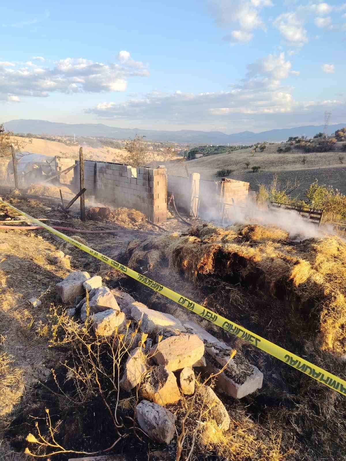 KÜTAHYA'NIN GEDİZ İLÇESİNDE ÇIKAN YANGINDA 1 KİŞİ HAYATINI KAYBEDERKEN, 5 HAYVANDA TELEF OLDU.