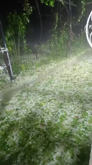HATAY’DA KISA SÜRELİ ETKİLİ OLAN CEVİZ BÜYÜKLÜĞÜNDEKİ DOLU YAĞIŞI ÇEVREYİ BEYAZA BÜRÜDÜ. YAĞIŞLI HAVANIN GECE BOYUNCA ETKİLİ OLMASI BEKLENİRKEN BEYAZA BÜRÜNEN ALTINÖZÜ İLÇE STADYUMUNUN GÖRÜNTÜSÜ DİKKAT ÇEKTİ.