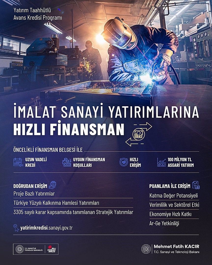 KACIR, TÜRKİYE'NİN SANAYİLEŞME YOLCULUĞUNA GÜÇ KATMAK VE STRATEJİK YATIRIMLARI HIZLANDIRMAK AMACIYLA İMALAT SANAYİİNE YÖNELİK TEŞVİK BELGESİ OLAN YATIRIMLAR İÇİN ÖNCELİKLİ FİNANSMAN BELGESİ (ÖFB) DÜZENLEYEREK, SANAYİCİLERE UZUN VADELİ VE UYGUN ŞARTLARDA YATIRIM KREDİSİNE HIZLI ERİŞİM İMKANI SUNDUKLARINI KAYDETTİ.